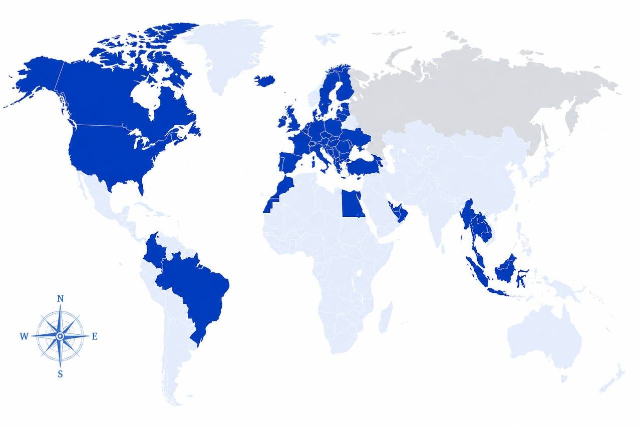 TripNow destination coverage map